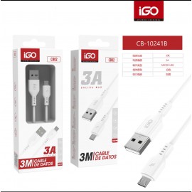 Cable micro USB 3A, 3M, 24 uni/paque