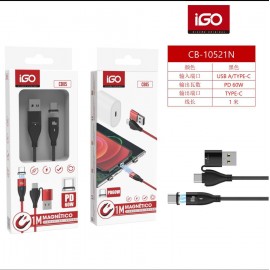 Cable magnético PD, Type-C USB/Type-C, 60W, 1M, 6 uni/paque