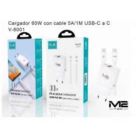 Cargador PD/QC 30W, 3.0A Max con cable Type-C a Type-C