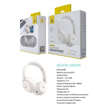 uriculares Casco plegable Moonlight BTS V5.3, Bateria 300mAh, 8h de uso, Soporta a Cable Audio 3.5mm