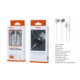 Auricular Type-C Ezra con Microfono y Control de Volumen, Compatible con Apple Type-C, Soporta llamada y Musica, Cable 1.2m