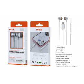 Auricular Type-C Jake con Microfono y Control de Volumen, Compatible con Apple Type-C, Soporta llamada y Musica, Cable 1.2m