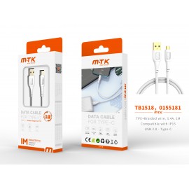 Cable de datos Yuri nylon trenzado para Type-C, Compatible con IPhone Type-C, 5V/3.4A, 1M