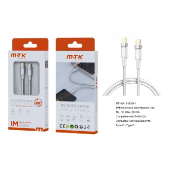 Cable de datos Noah Aluminio trenzado Type C a Type C, Compatible con Iphone y Macbook