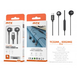 Auricular Type-C Orson con Microfono y Control de Volumen, Compatible con Apple Type-C, Soporta llamada y Musica, Cable 1.2m