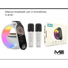 Altavoz bluetooth GK-A1 con 2 micrófonos con luz RGB, con carga inalámbrica