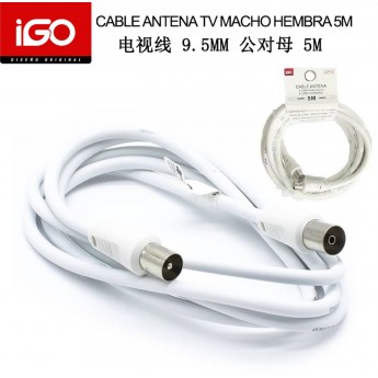 Cable antena TV macho a hembra, 5M, 9.5mm, 10 uni/paq