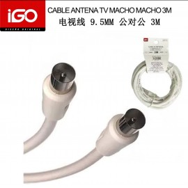 Cable antena TV macho a macho, 3M, 9.5mm, 10 uni/paq