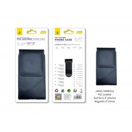 Funda de cinturon magnetico vertical para Smartphone con cuero PVC, Para movil hasta 6.3"