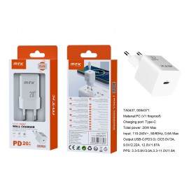 Cargador GaN de red rapida Sauce, 1 puerto USB-C PD, Sin Cable, 20W/3A(Max)