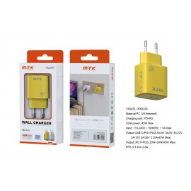 Luxury Cargador GaN de red rapida Arlo, 2 puertos USB-C PD, Sin cable, 45W/3A(Max)