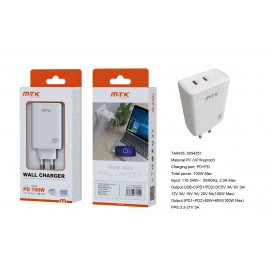 Luxury Cargador GaN de red rapida Arlo, 2 puertos USB-C PD, Sin cable, 100W/5A(Max)