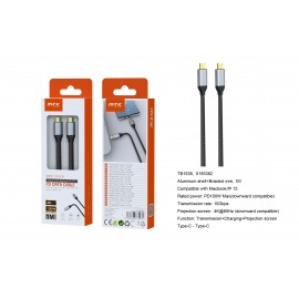 Cable de Datos y Videos 2en1 Mildred para Type C a Type-C Carga Rapida, 4K/60Hz/10Gbps/100W/1M, Compatible con Apple Type-C