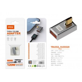 Adaptador Type-C(Macho)a USB 3.1 (Hembra), Soporta transmision de datos OTG y carga 10 Gbps/120W, Soporta Apple