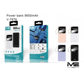 Power bank 9600mAh, anti sobrecarga, 5V/2.4A, con cables