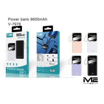 Power bank 9600mAh, anti sobrecarga, 5V/2.4A, con cables