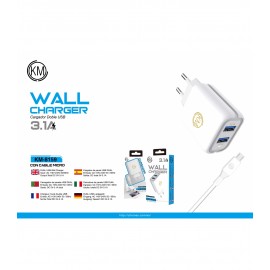 Cargador de viaje con cable Type-C, 1M, QC 3.0
