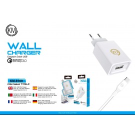 Cargador PD/QC 10W, 2.0A Max con cable Type-C