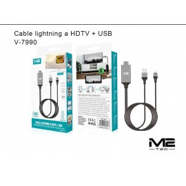 Cable HDMI a USB+Lightning, 2M, 1080P