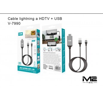 Cable HDMI a USB+Lightning, 2M, 1080P