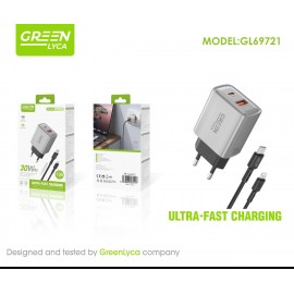 Cargador con cable Type-c a Lightning, 30W