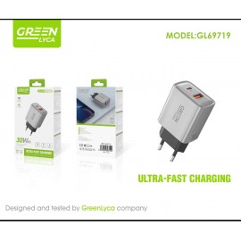 Cargador PD USB-A+Type-C, 30W