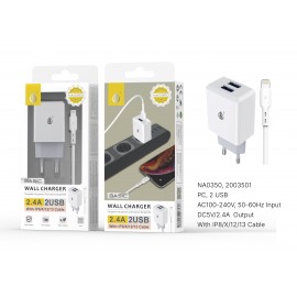 Cargador de Red S.Basic JODY 2 USB Con cable Iphone 5-13 , 2.4A