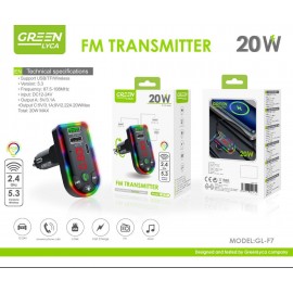 Transmisor de coche 20W, BT 5.3, 2.4GHz, 12-24V, 87.5-108MHz, 5V/3.1A