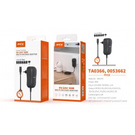 Cargador de Alimentacion manual Universal con 6 Enchufes, 36W,9V-24V 2.5A