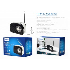Radio con funcion de altavoz soporta bluetooth 5.4/USB/TF, Bateria 1200mAh