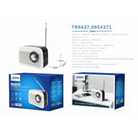 Radio con funcion de altavoz soporta bluetooth 5.4/USB/TF, Bateria 1200mAh