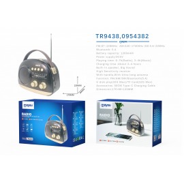 Radio con asa y funcion de altavoz soporta bluetooth 5.4/USB/TF, Bateria 1200mAh