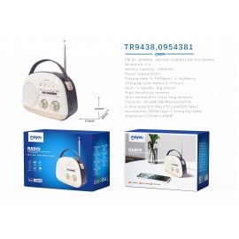 Radio con asa y funcion de altavoz soporta bluetooth 5.4/USB/TF, Bateria 1200mAh