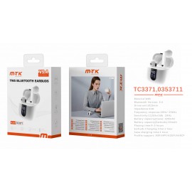Auriculares TWS Bluetooth 5.4 con indicador de bateria , Bateria (30mAh*2£©Con Estuche)