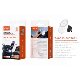 Soporte Universal Magnetico de movil para airvent de coche, Soporta Carga Inalambrico 15W