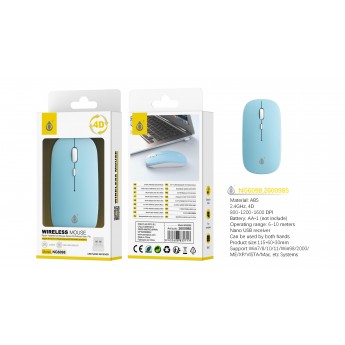 Raton Inalambrico 4D con USB Nano receptor 2.4GHz, 800-1200-1600 DPI, Bateria 1*AA (No inluido)