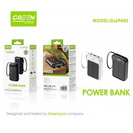 Power bank solar 10000mAh, 2.4A con cables