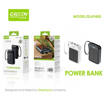 Power bank solar 10000mAh, 2.4A con cables