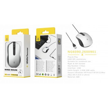 Raton 3D con cable 1.35M, 1000 DPI