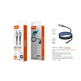 Cable de datos Jex magnetico trenzado, Type-C a Type-C, Carga Rapida PD 60W/20V/3A, 1M