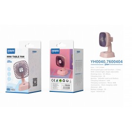 Mini Ventilador de mesa, 2 Velocidades, baterias recargable 250mAh