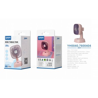 Mini Ventilador de mesa, 2 Velocidades, baterias recargable 250mAh