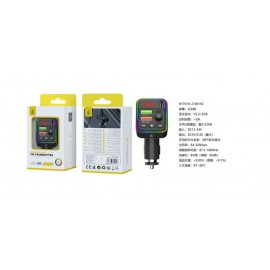 Transmisor FM con 2 USB-A+1 USB-C, Bluetooth 5.3, Boton Multifuncional, Manos Libres/USB (32GB Max), 5V/3.4A(Max)