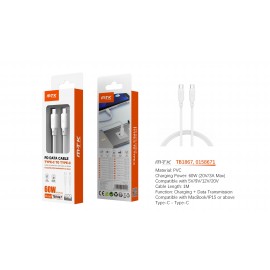 Cable de Datos Orvion con carga rapida para Type-C a Type-C 60W/20V/3A/1M