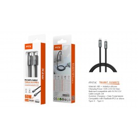 Cable de Datos Caldris con carga rapida para Type-C a Type-C 60W/20V/3A/1M