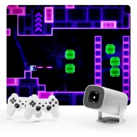 Proyector S40 MAX 4K HD 1080P Bluetooth Android 11 Proyector con 2 Controladores De Juegos Inalámbricos 3000 Juegos Integrados