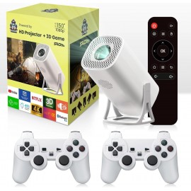Proyector S40 MAX 4K HD 1080P Bluetooth Android 11 Proyector con 2 Controladores De Juegos Inalámbricos 3000 Juegos Integrados
