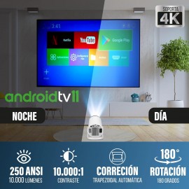 Proyector 4K HY-300, 180 Grados, con Android 11, 10.000 Lúmenes, 250 ANSI, 4D, Zoom Digital, WiFi 5G