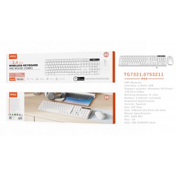 Teclado Español 105 keys y ratón 3D 1200 DPI