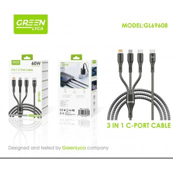 Cable 3 in 1, 60W, 125cm
